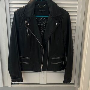 Black Rivet Women's Zippered Black Leather Jacket